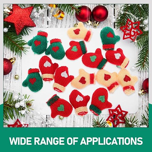 Miniatura 3 de EXCEART Guantes en miniatura, 16 piezas de mini guantes tejidos pequeños adornos de punto muñeca pequeña DIY suministros de manualidades DIY mini