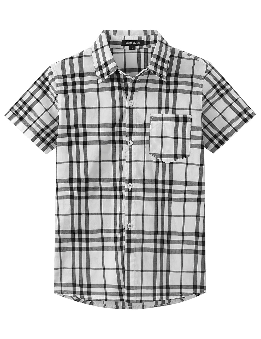 Spring&Gege Camisa de vestir de manga corta para niño, uniforme formal, tejido liso