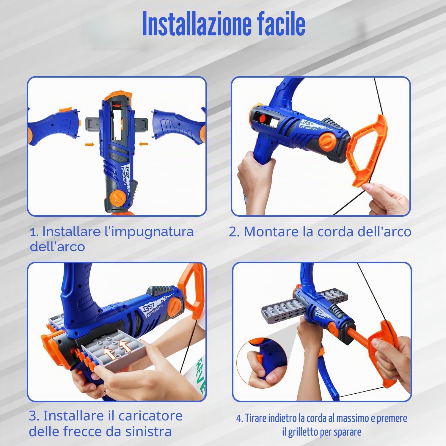 Set di frecce e arco per bambini, compatibile con palline per pistola nerf, 12 freccette clip shot, sfera in schiuma, giocattolo tiro con l'arco con 36 frecce in schiuma per ragazzi e ragazze, regali