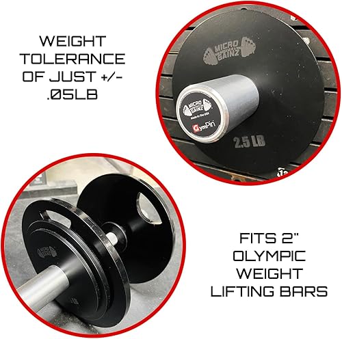 Miniatura 5 de Micro Gainz - Juego de 2 platos de pesas olímpicas de acero, 2.5 libras, 5 libras o 10 libras, juego de platos diseñado para entrenamiento de fuerza