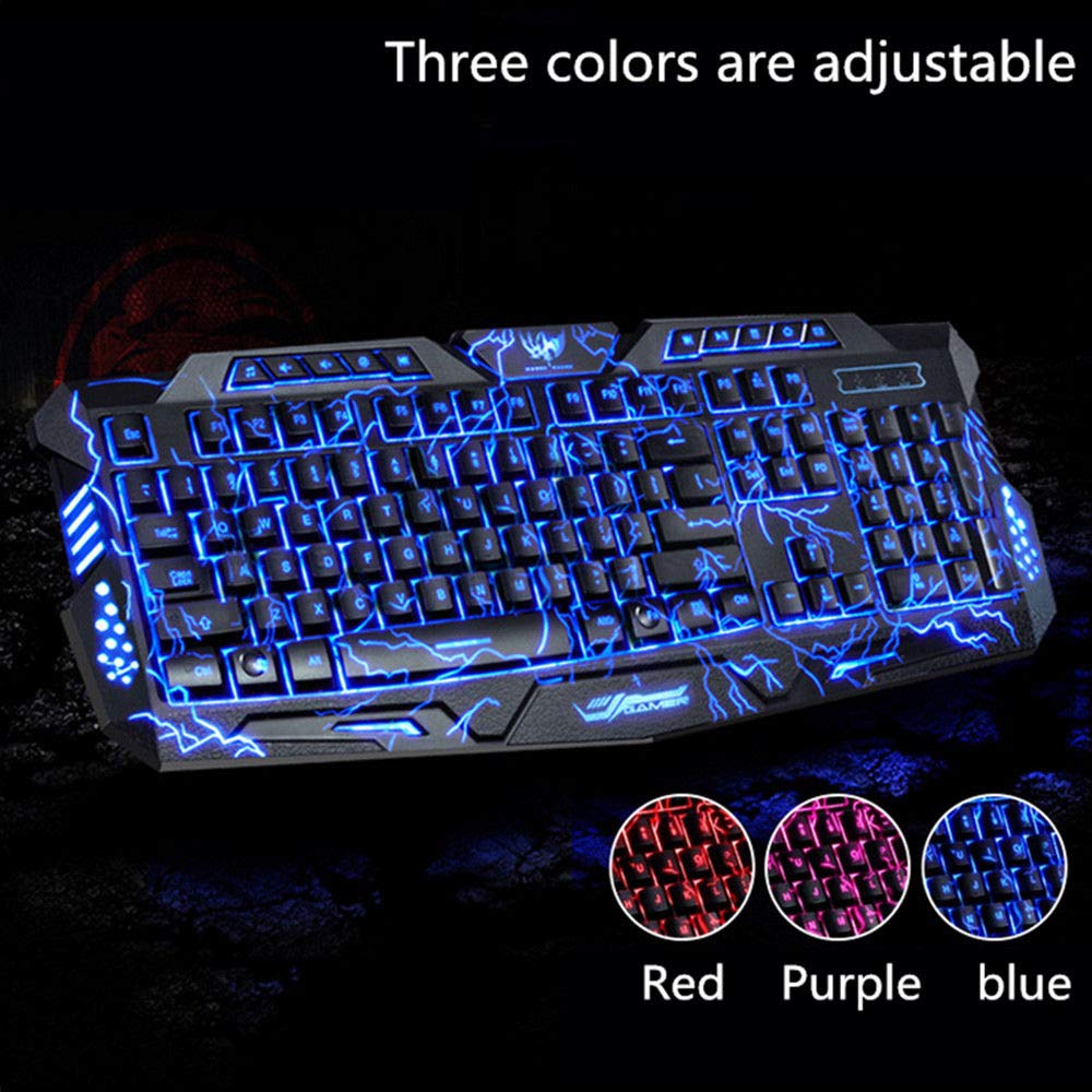 M200 Viola/Blu/Rosso LED Respirazione Retroilluminazione Pro Gaming Keyboard Mouse Combo