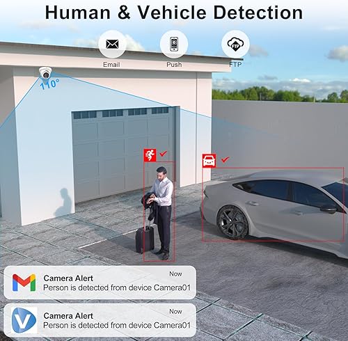 Miniatura 3 de Anpviz Cámara PoE de 5 MP, visión nocturna inteligente a color de 100 pies, detección de humanos y vehículos, micrófono integrado, ranura SD de 512