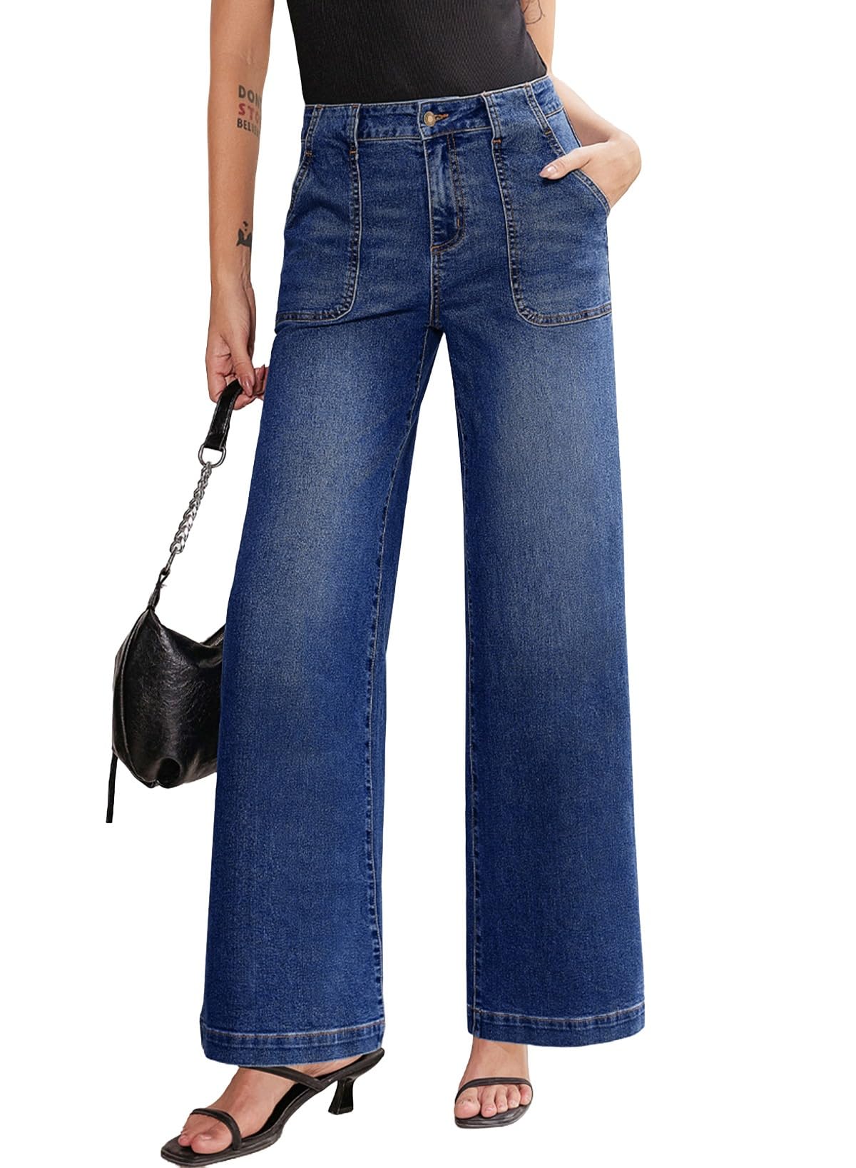 Sidefeel Womens Wide Leg Jeans