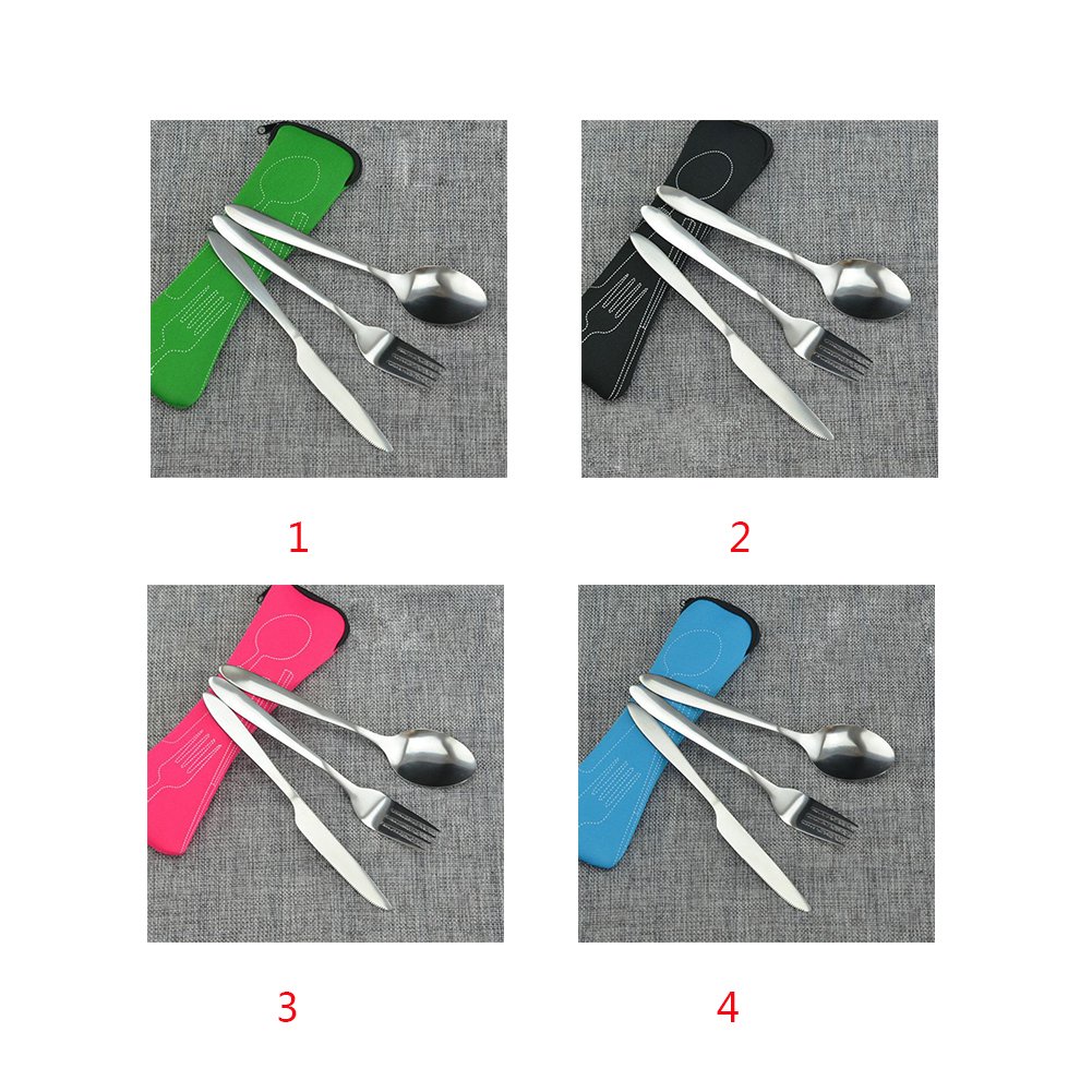 Stamina CU1674 - TINKER Set Di Posate Pieghevoli In Acciaio Inox Con Pratica Custodia In Neoprene 706289