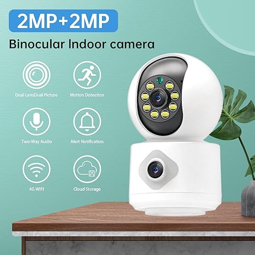 Miniatura 2 de Cámara de seguridad de doble lente 2K Cámara inalámbrica WiFi Cámara nocturna a todo color 4MP interior al aire libre 2 vías audio 1080 p cámara de