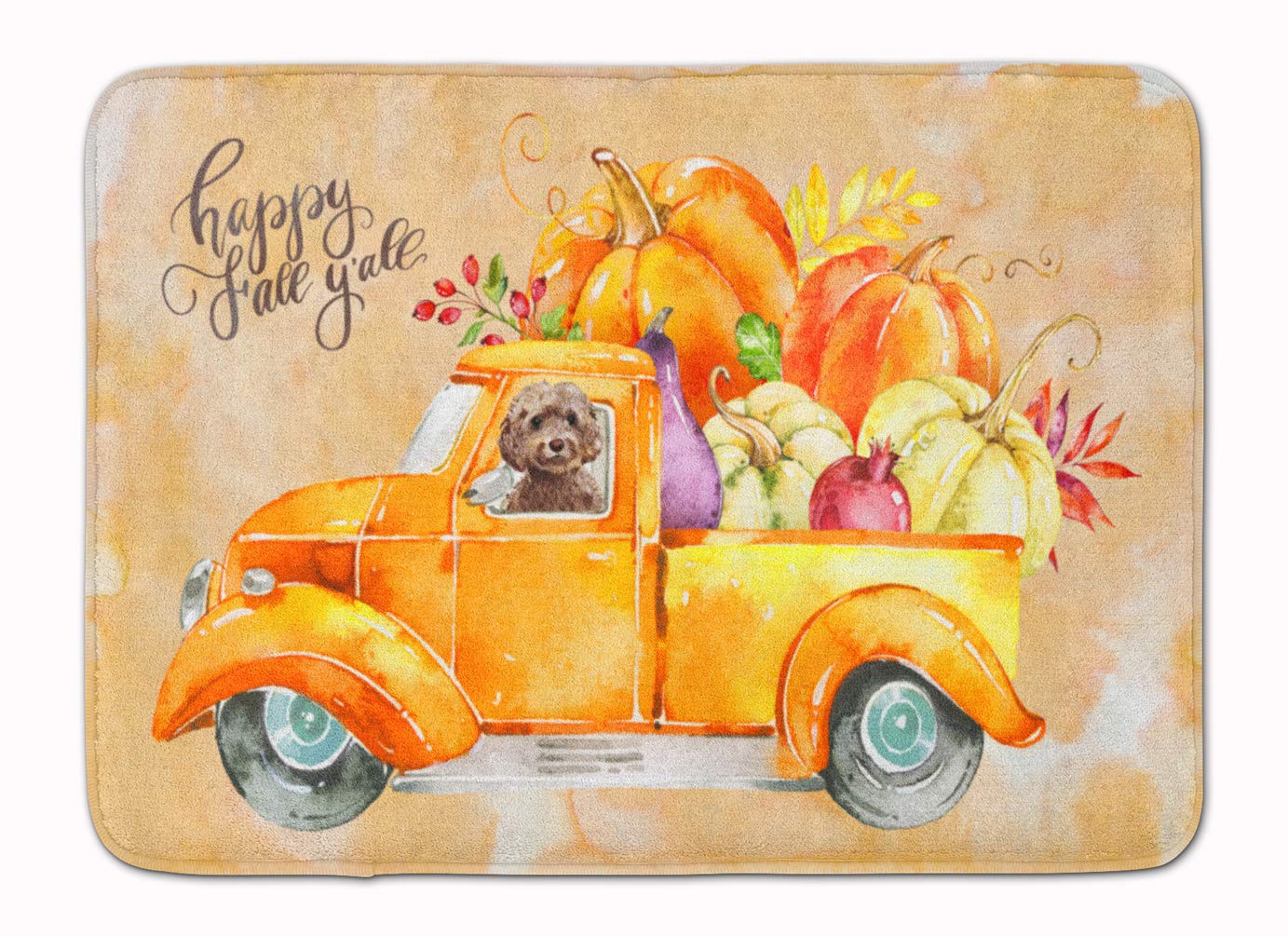Caroline's Treasures Fall Harvest Brown Cockapoo można prać w pralce mata z pianki z pamięcią kształtu wycieraczki, wielokolorowe