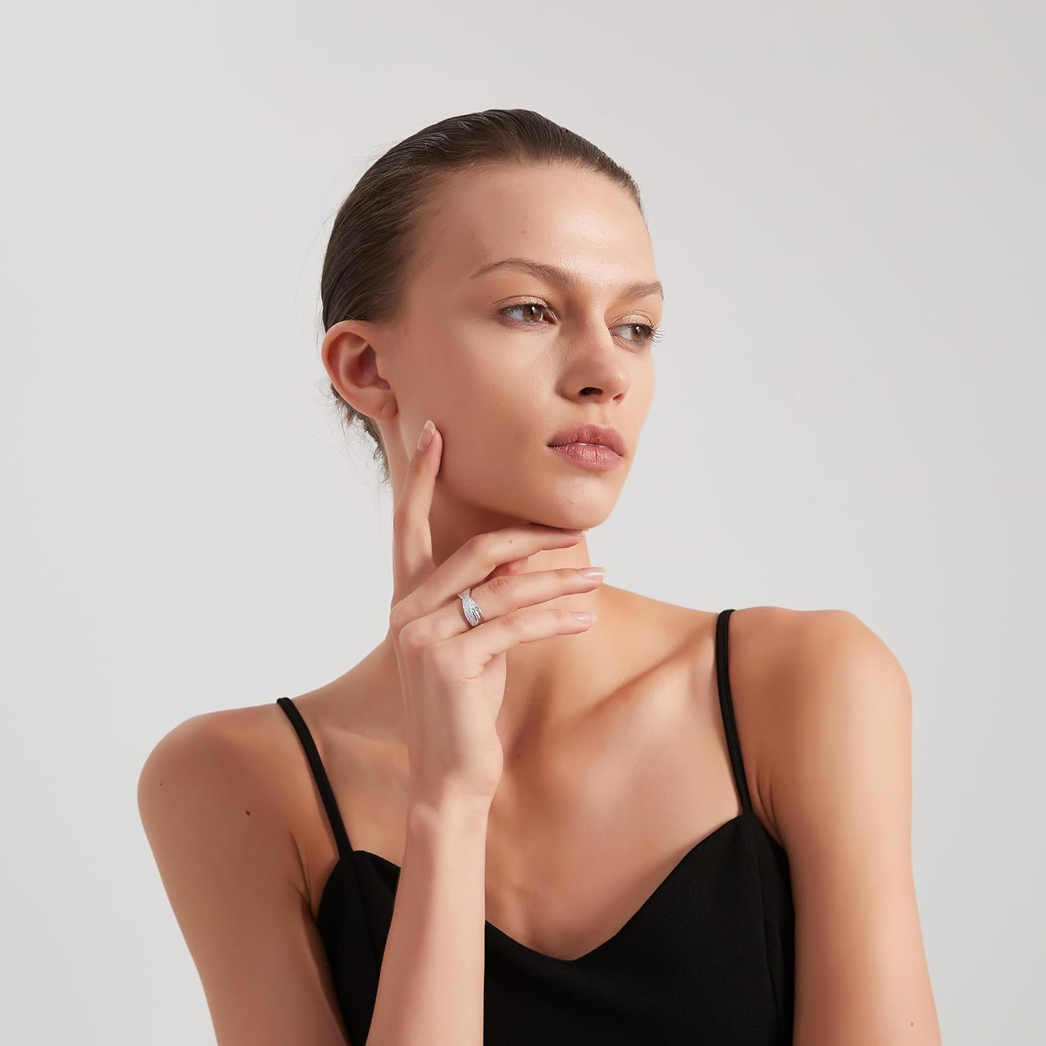 THELANDA Genuine Moissanite or Simulated Diamond Sterling Silver 7.6mm Wide Unisex Crisscross Two Rows Wedding Band Fashion Ring - Image 6