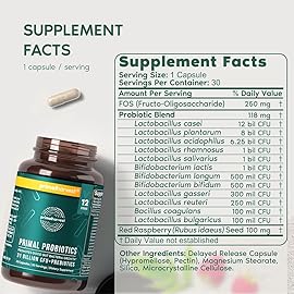 Primal Harvest Probiotics for Women & Men Daily Probiotic Supplement with 12 Strains for Gut & Digestive Health 30 Capsules