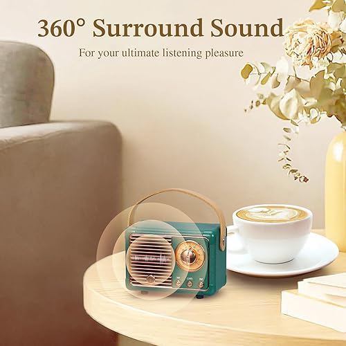 Miniatura 5 de PRUNUS J-999 Altavoz Bluetooth retro portátil, mini altavoz con potente altavoz de 3 W, diafragma de bajos, llamadas manos libres, bolsillo