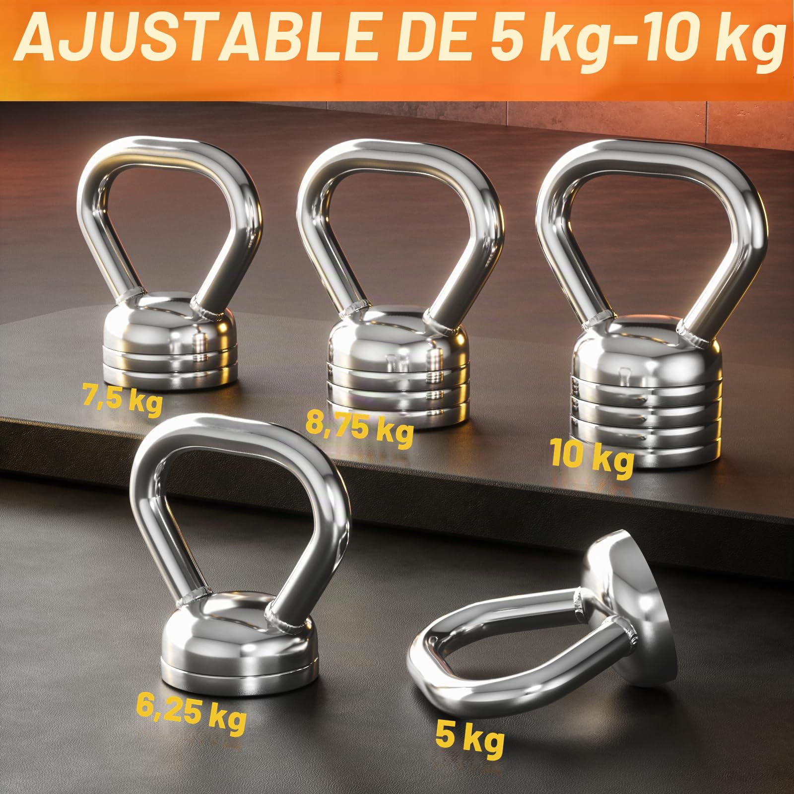 Northdeer Pesa rusa de acero ajustable 5 kg/10 kg – Pesa rusa ajustable para entrenamiento de fuerza, fitness, entrenamiento en casa