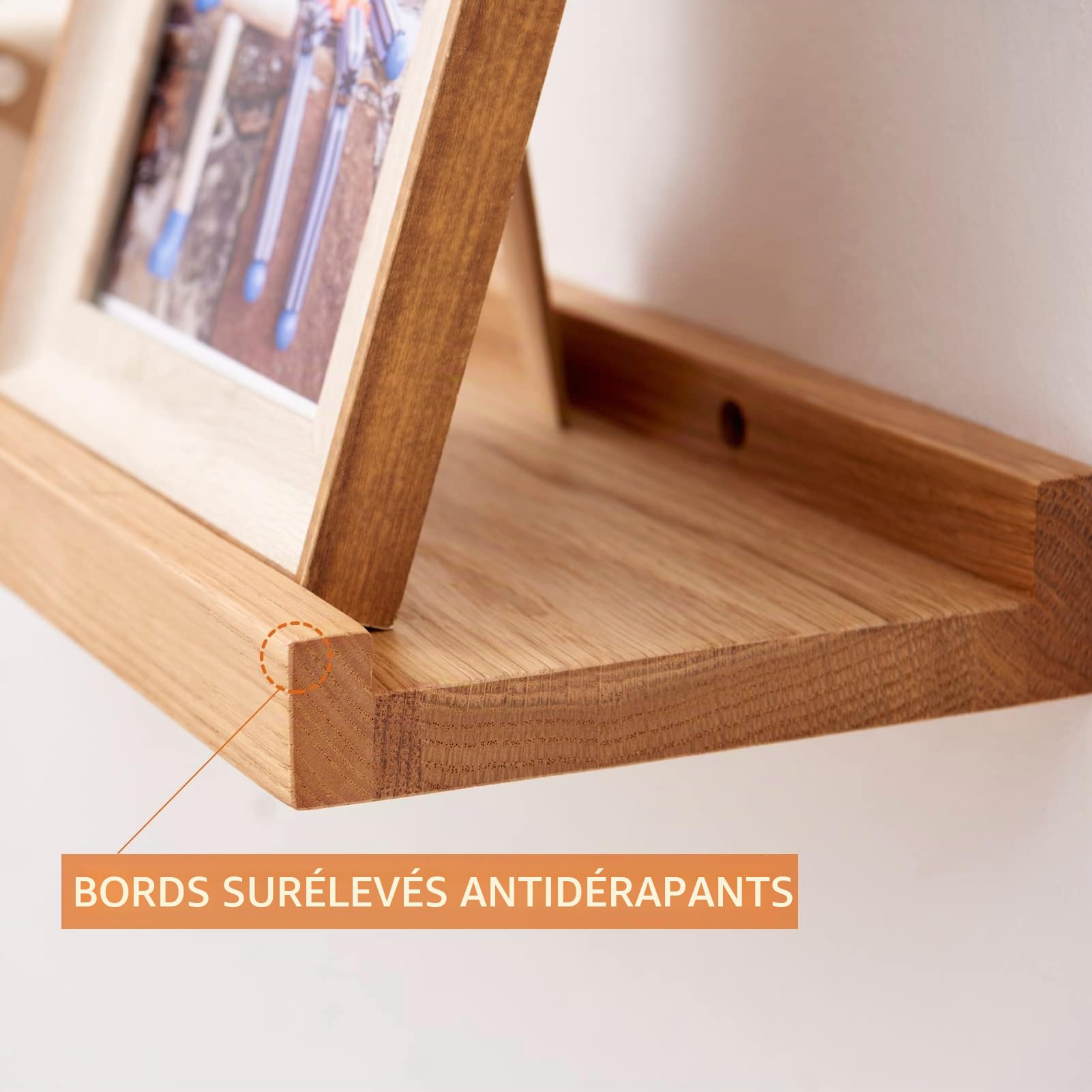 Etagere Murale Bois Chêne, Étagères Flottantes Étagères Murales en Bois Massif Solide pour Maison, Salon, Chambre d'enfant, Chambre, Salle de Bain, Bureau, Cuisine (Naturel, 50 x 15 cm)