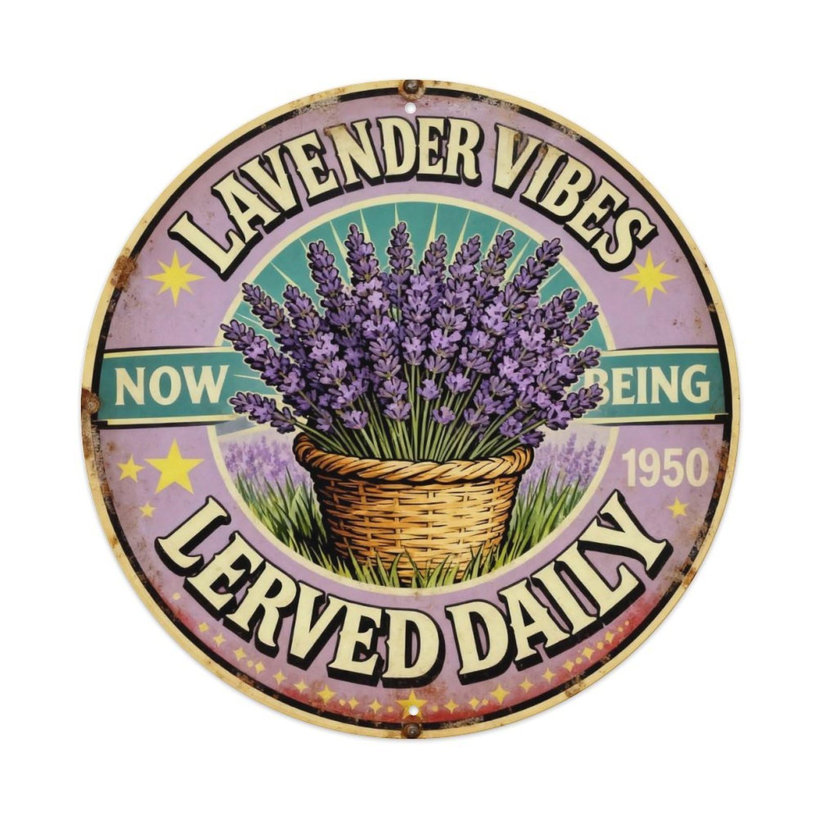 Lavender Vibes Garden Sign Metal Tin Sign Plaque