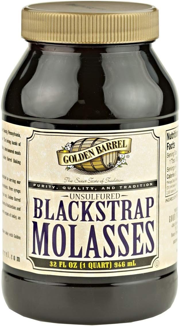 Golden Barrel Unsulfured Black Strap Molasses, 32 Oz. Bottle (Pack of 4)