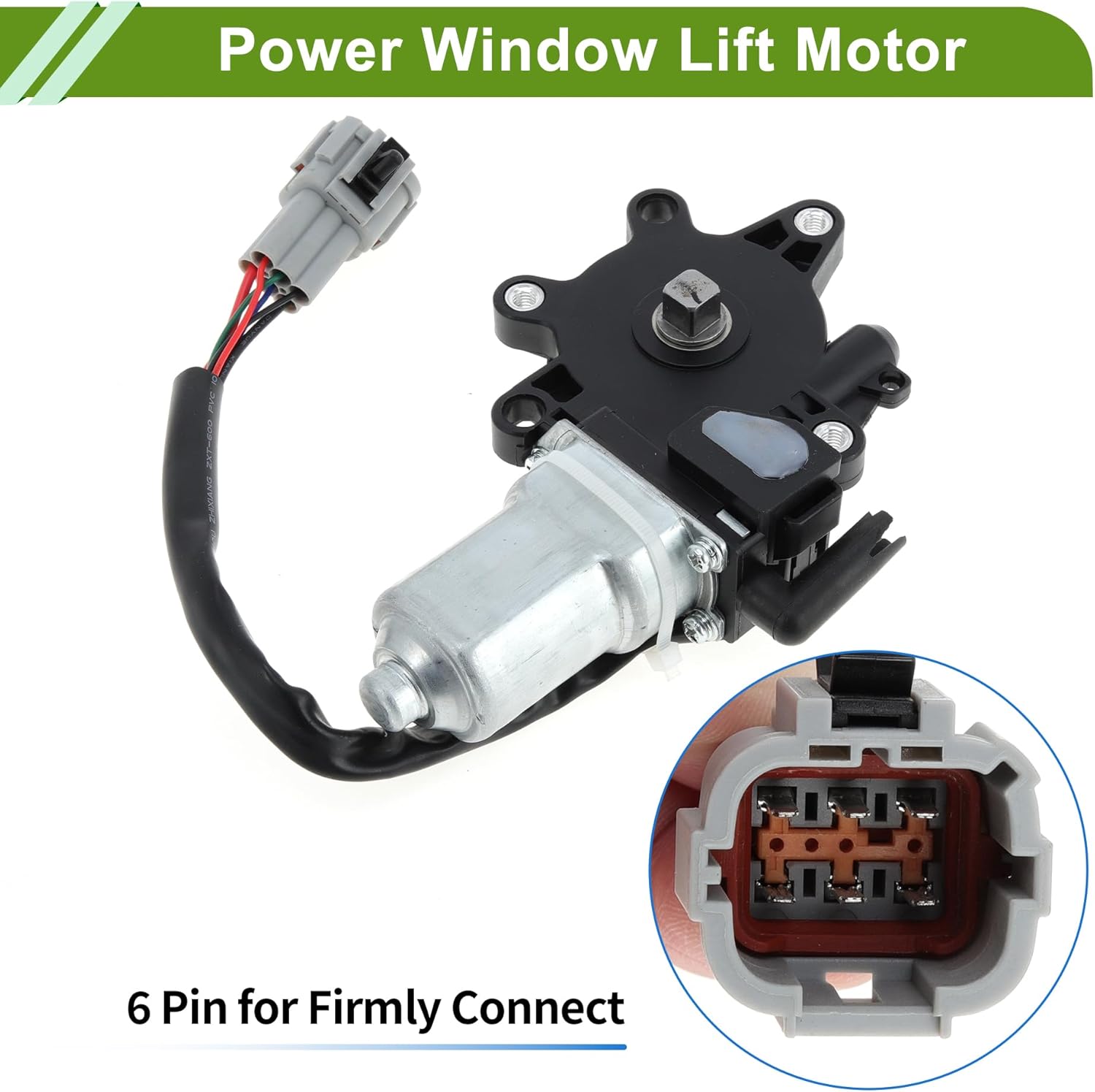 Front Left Driver Side Power Window Regulator Lift Motor for Nissan Maxima Pathfinder No.742507/807312Y000 6 Pin Car Window Glass Lift Motor