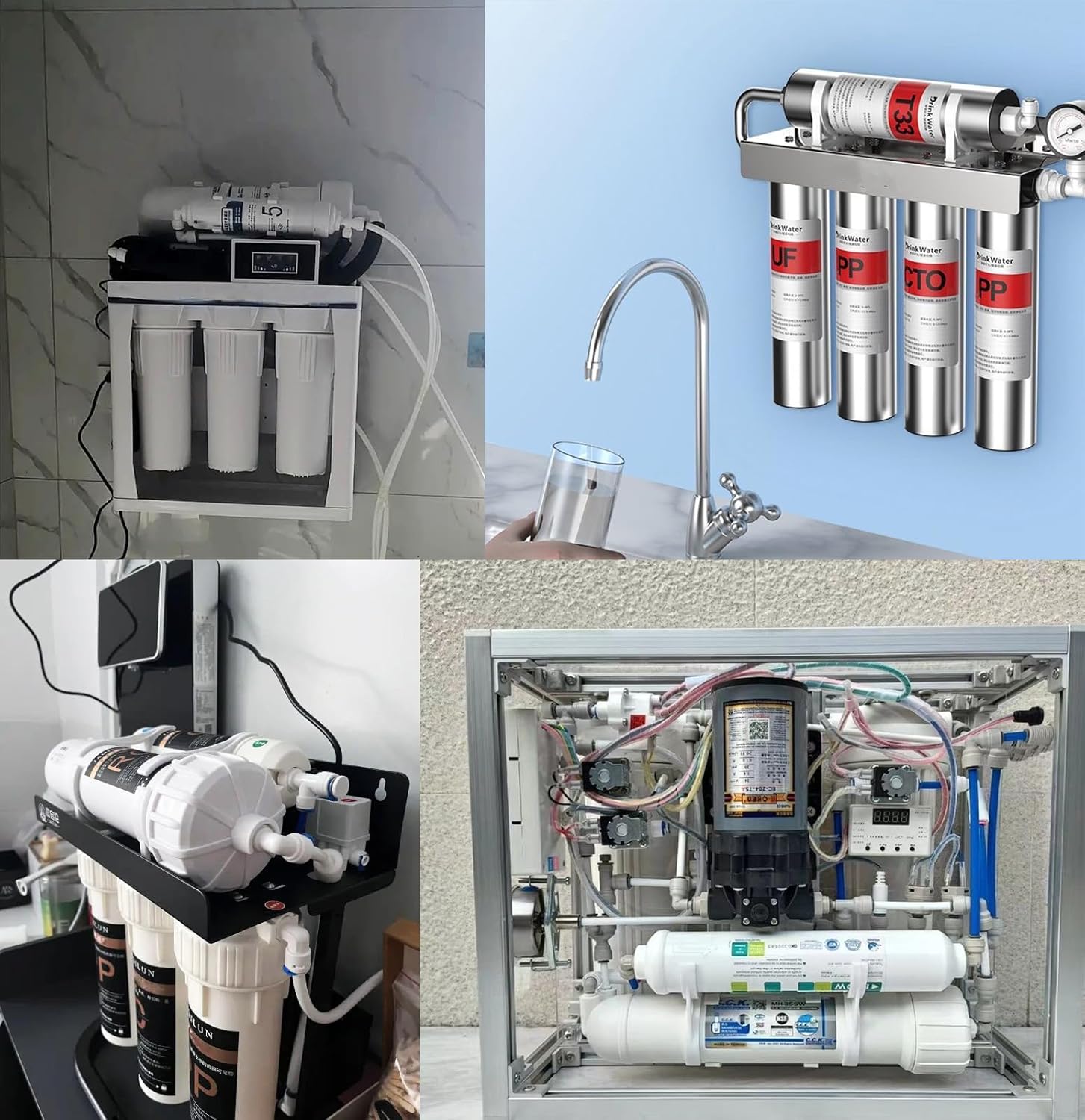 NSF 1/4" & 3/8" Water Line Tubing and Push Connect Fittings for Reverse Osmosis Water Filter RO fittings,25 pcs connetors+30 feet 1/4"(6.4mm) water tube +30 feet 3/8"(9.5mm) water tubing.