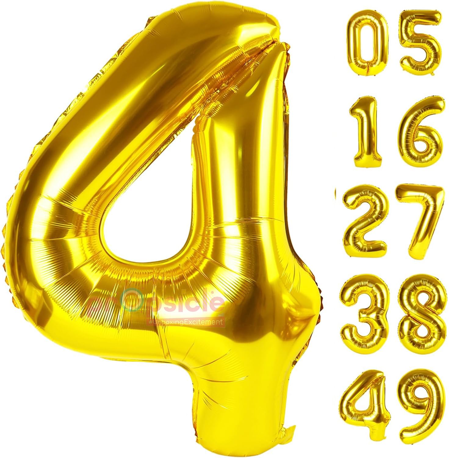 Propsicle 16 inch Golden Number 4 Foil Balloon for Birthday & Anniversary Decoration, Shiny Gold No. 4 Balloon for Backdrop, Party Wall & Photo Booth Decor - Pack of 1