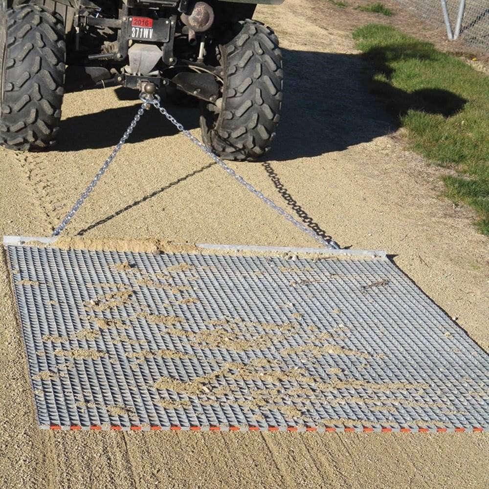 Yard Tuff 455TBDM ATV/UTV 5 Feet by 4.5 Feet Zinc and Steel Field Surface Leveling Drag Mat with Tow Chain and Tow Ring for Lawn, Silver