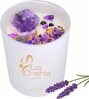 Lavender Soy Candle Gifts for Women | Infused with Amethyst Crystals and...