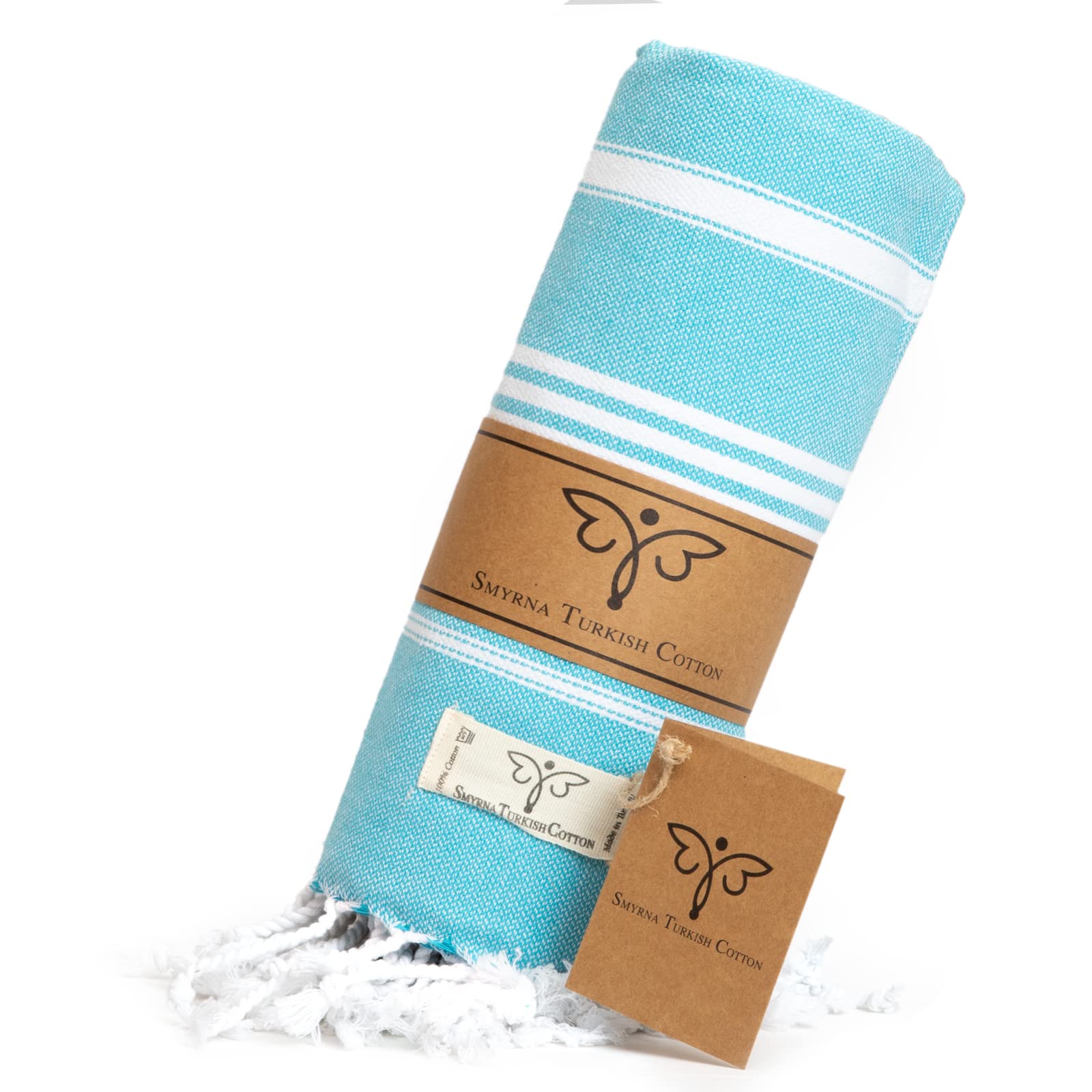 SMYRNA TURKISH COTTONOriginal Turkish Throw Blanket Classical Series | 100% Cotton, 50 x 60 Inches | Decorative Boho Throw Blankets for Couch, Bed| Lightweight and Soft(Turquoise 50x60)