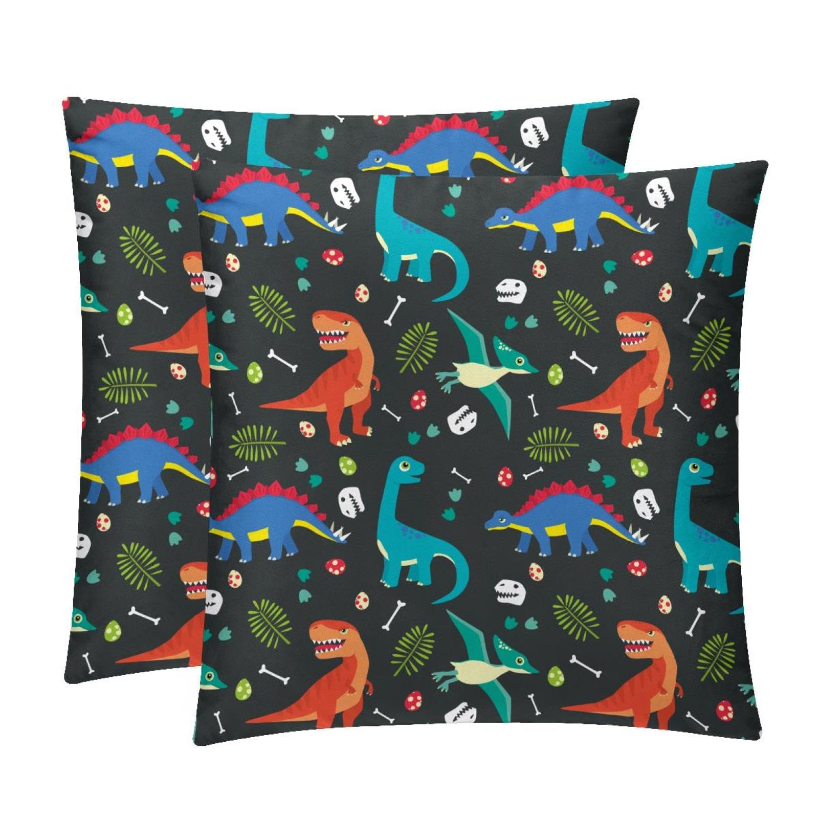 TDGKPZ Dinosaur Throw Pillow Covers 2 Pack Cushion Cases Decorative Pillow Cases Home Decor 45x45cm