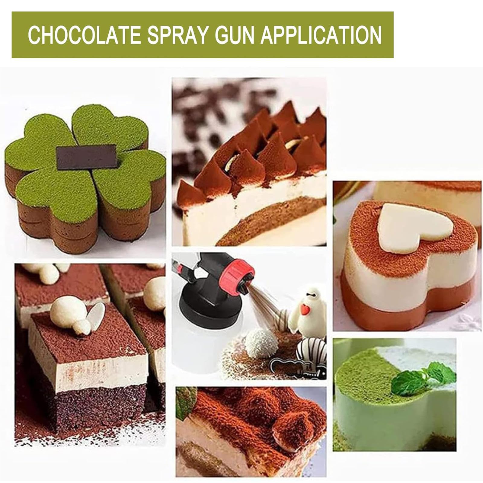 Pistola Pulverizadora de Chocolate, Herramienta de Repostería para Decoración Artesanal con Pistola Pulverizadora de Alta Potencia y Tres Patrones de Pulverización para Hornear Galletas