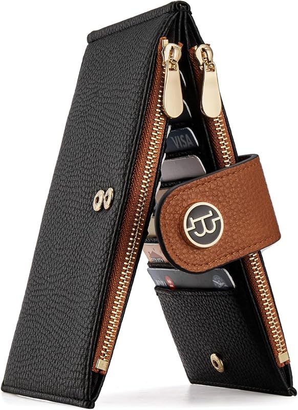 BOSTANTEN Leather Womens Wallet Large RFID Blocking Slim Card Holder | 16 Card Slots, 2 Zipper Pockets, Bifold, Long, Fits Most Purses, Organized Everyday Carry, Ladies Gifts, Black＆Brown
