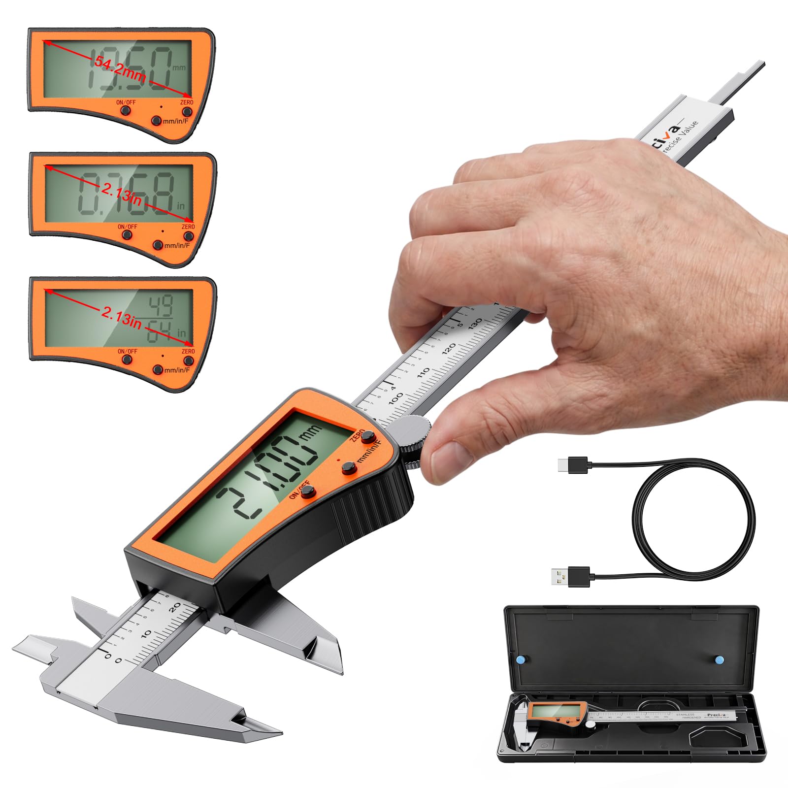 Preciva Digital Caliper - 6 Inch Rechargeable -1