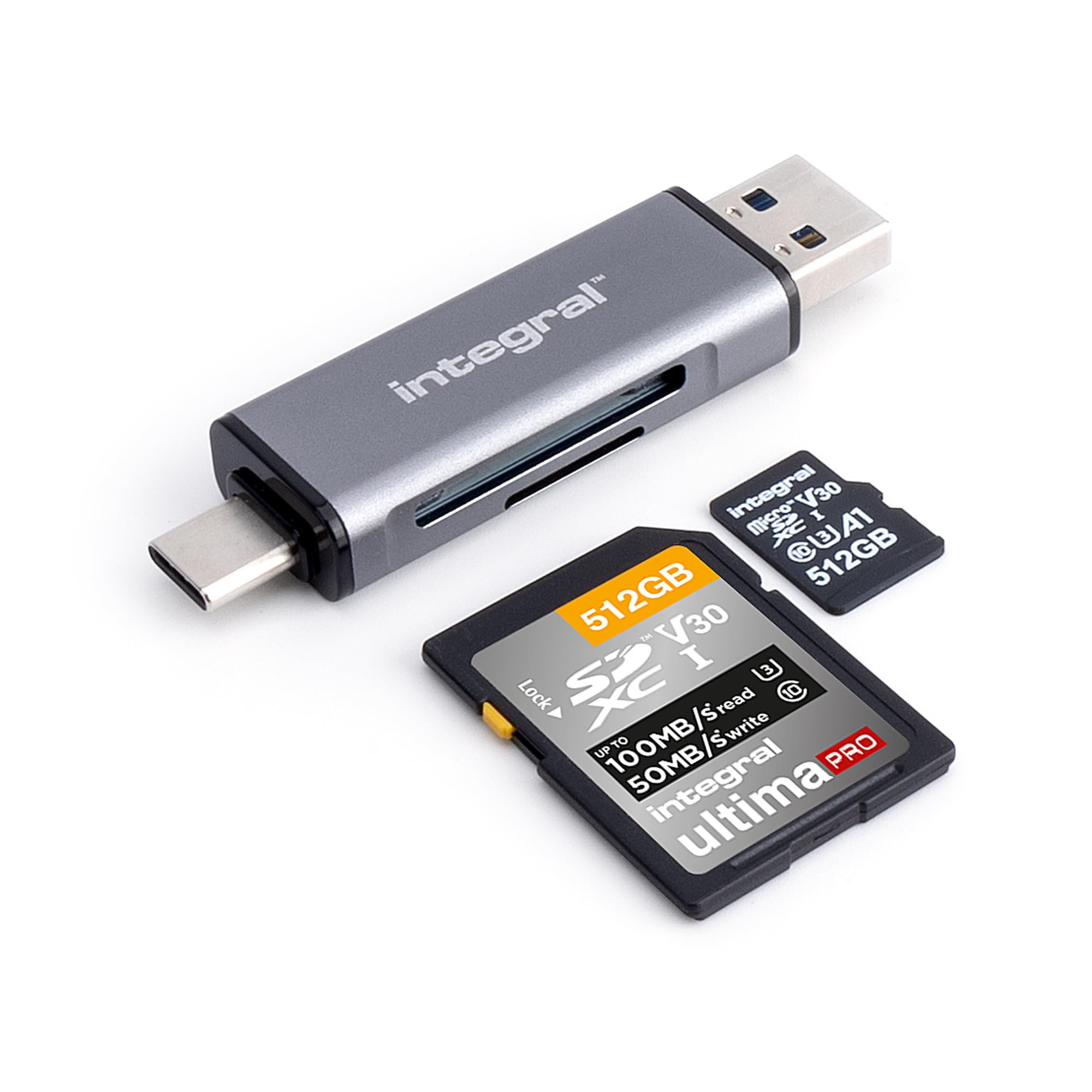 Integral microSD & SD Memory Card Reader Adapter - MicroSD & - OTG, BLACK