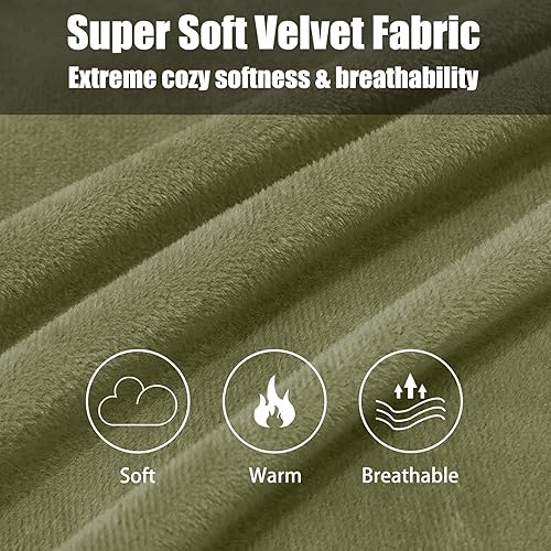 Miniatura 4 de Paquete de 2 fundas de almohada de terciopelo con cremallera, tamaño Queen, súper suaves y acogedoras, de franela mullida, con cremallera, 20 x 30