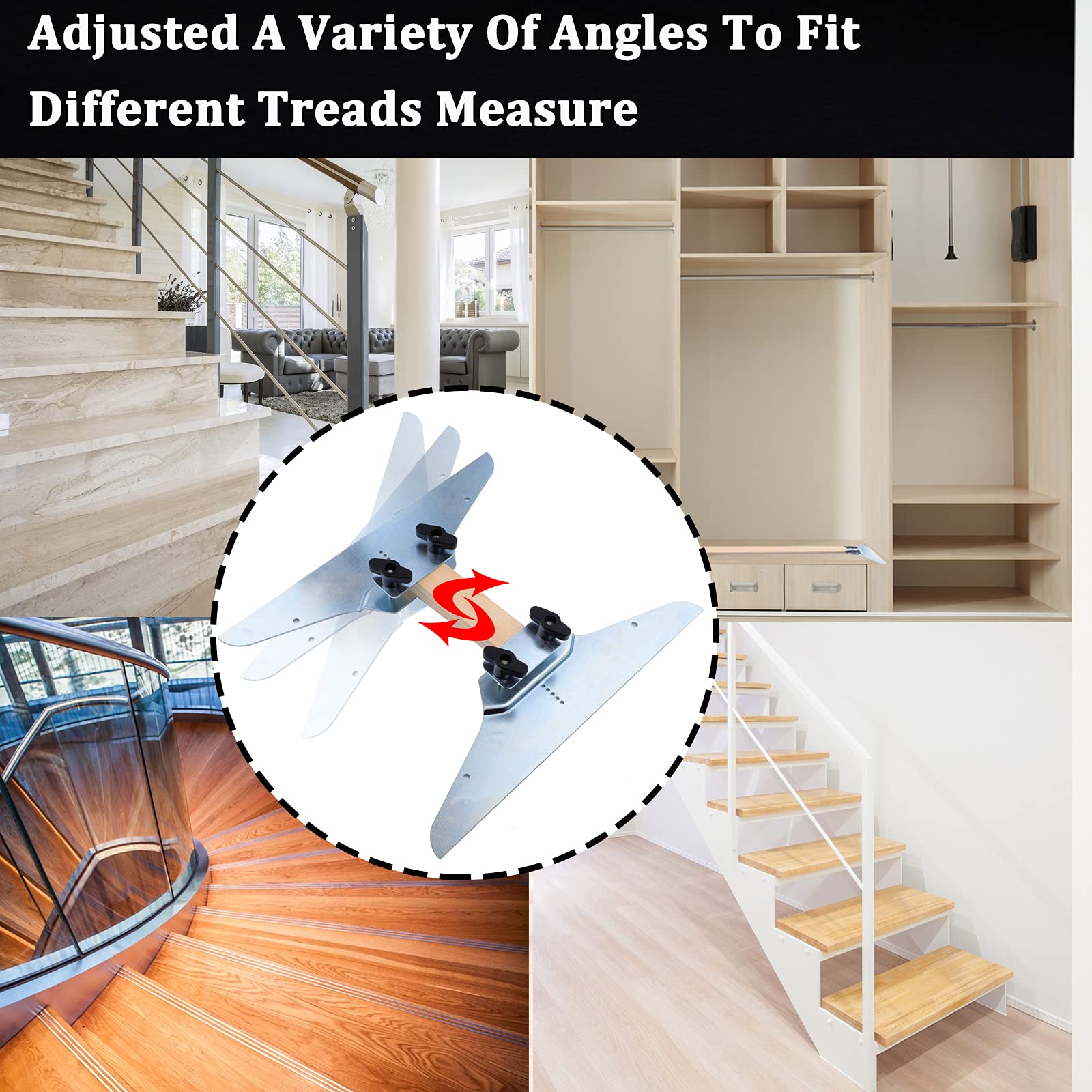 Stair Treads Gauge Template Tool, Stair Tread Jig, Zinc Plated Steel Stair Treads Measuring Tool Stair Treads Gauge Template Tool, Stair Tread Jig, Zinc Plated Steel Stair Treads Measuring Tool