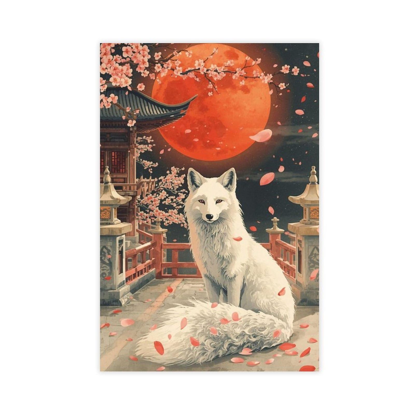 Mrycq Unframe-Style White Fox Poster Canvas Poster For Dorm Room Decor Gift