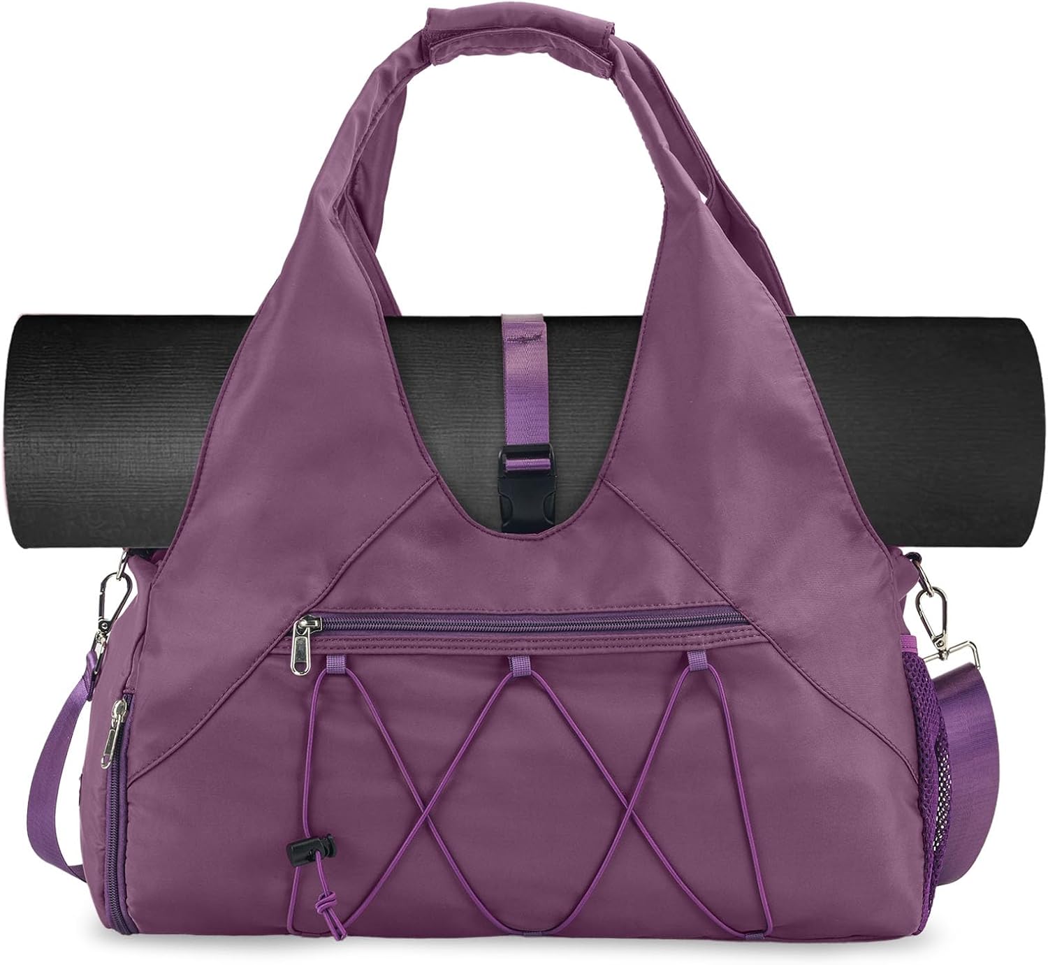 Forestfish Gym Bag For Women With Yoga Mat Holder & Shoe Compartment & Wet Dry Storage Pocket & Adjustable Strap