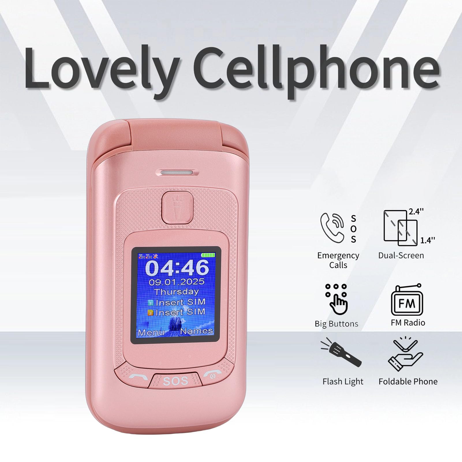 Diyeeni Telefono Cellulare per Anziani Sbloccato 2G, Doppia Scheda SIM con Pulsanti Grandi, Altoparlante, Tasto SOS, Schermo da 2,8 Pollici, per Anziani e Ipovedenti