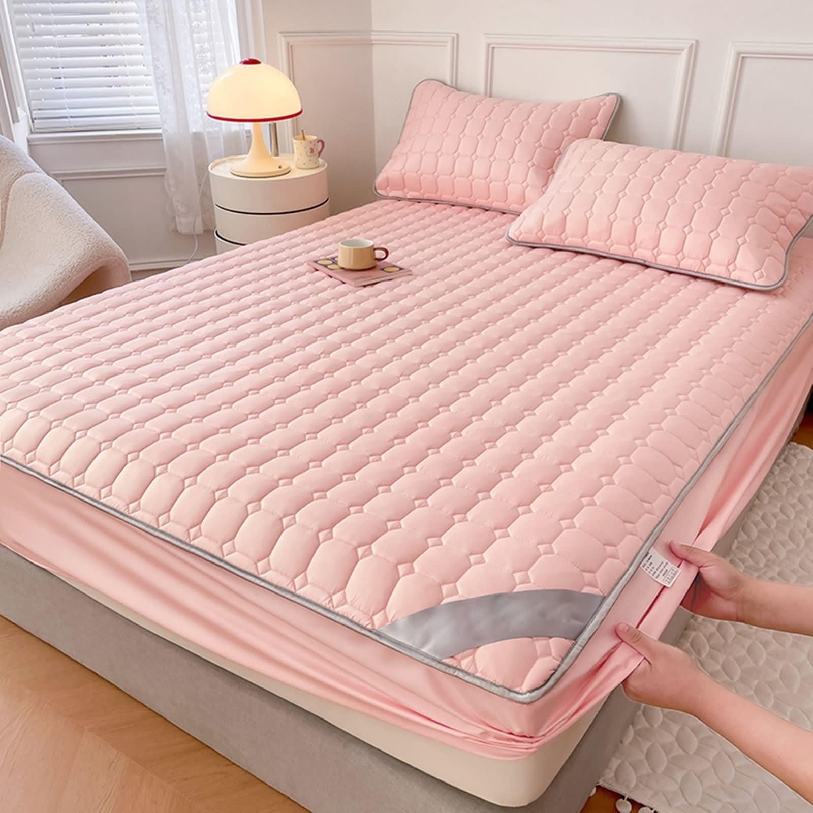 Bedding Set Modern Sheets Queen Size Bed Set Vintage Pink Solid Color Microfiber 79 x 59 Inches (with 2 Pillowcases) for All Season