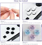 Boutons de boutonnage en silicone de la croix de silicone mignon Set de poignées de pouce en silicone, ABXY Boutons clés Sticker Bouchons de protection pour joystick compatibles avec Nintedo Switch/OLED - Elfes polyvalents (poudre, bleu)