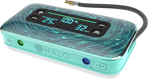 Miniatura 2 de HALO Bolt Air+ 1750 - Arrancador de batería portátil para automóvil Compresor de aire de 130 PSI, banco de energía USB de 59.9 Wh, pantalla grande,