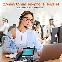Vista 3 de Auriculares de teléfono con cable de centro de llamadas con conector de 0.098 in para Cisco SPA Polycom Pansonic, auriculares de teléfono fijo