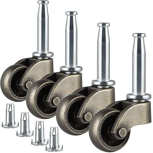Skelang Rueda giratoria de 1 pulgada, rueda de aleación de zinc con enchufe, repuesto de rueda giratoria para mesa de café, cómoda, mesita de noche,