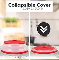 Vista 8 de Funda plegable para microondas y platos, tapa de fácil agarre y colador de alimentos, sin BPA y apta para lavavajillas, 10.5 pulgadas, color rojo