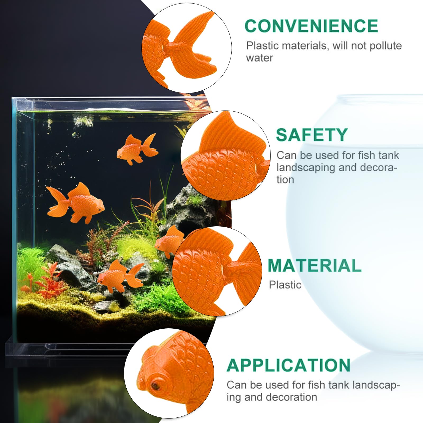 10 Pièces Poissons Artificiels Poissons Flottants Décors Petit Poisson en Mouvement Flottantes Poissons Artificiels Petit Faux Poisson pour Aquarium Poisson en Plastique (Orange)