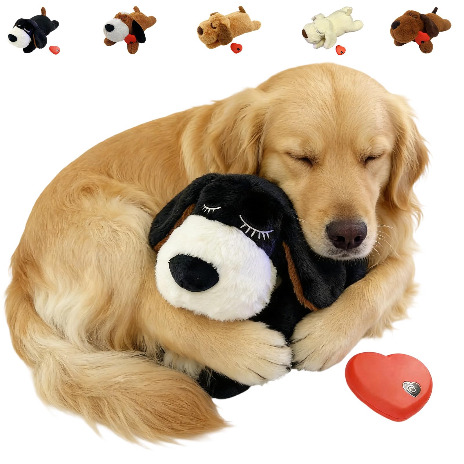 Donubiiu Soothing Heartbeat Cuddly Toy for Pets - Anxiety Relieving & Stress Relief, Heartbeat Puppy Toy, Puppy Heartbeat Toy, Sleep Aid Soothing Aid (A)
