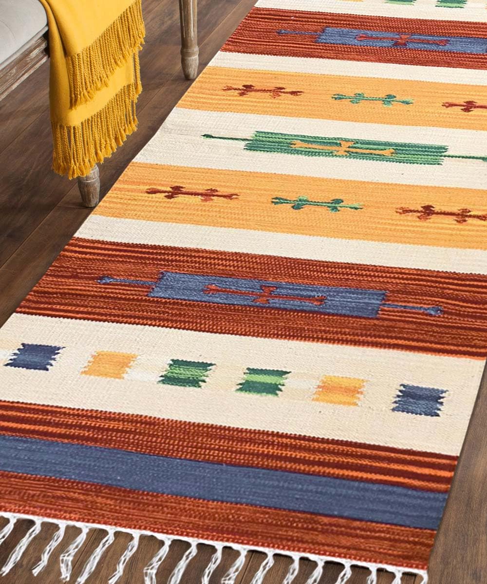 Tappeto kilim multiuso 100% cotone lavabile KELIM 04 cm.60x240 stuoia cucina passatoia corsia corridoio