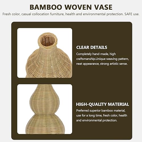 Miniatura 9 de jojofuny Jarrón de flores tejido de ratán, jarrones decorativos de mimbre alto, hecho a mano, cestas rústicas para arreglos florales, decoración de