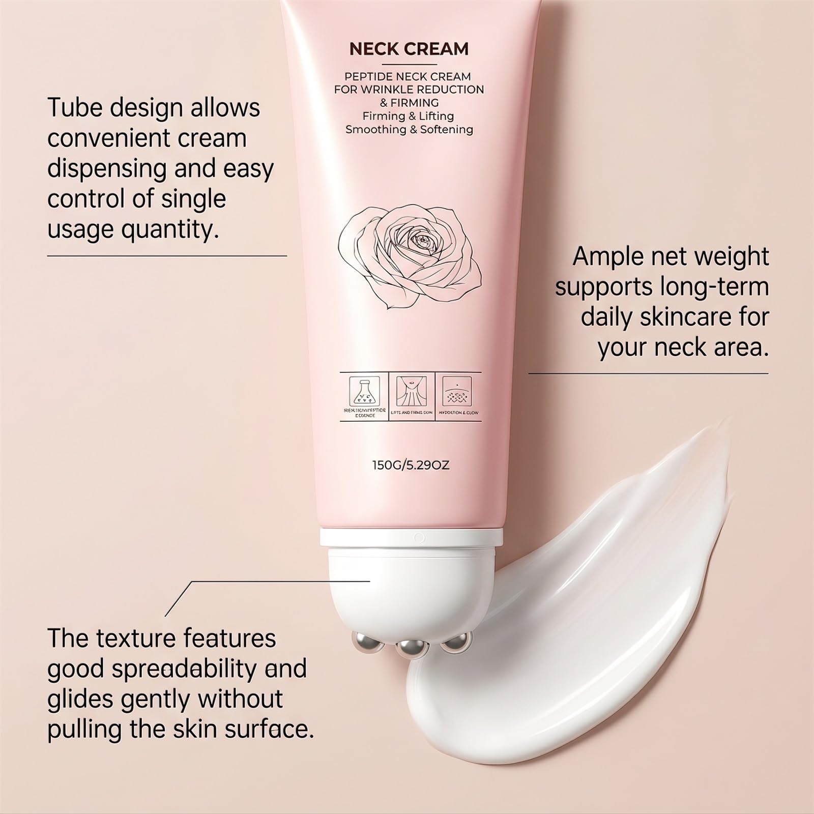 Crema per il collo alla camelia con rullo, cura rassodante (3 pezzi)
