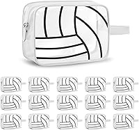 Lebaley 16PCS Volleyball Clear PVC Cosmetic Bags - Waterproof Makeup Travel Pouches, Volleyball Team Gifts & Goodie Snack Organizers