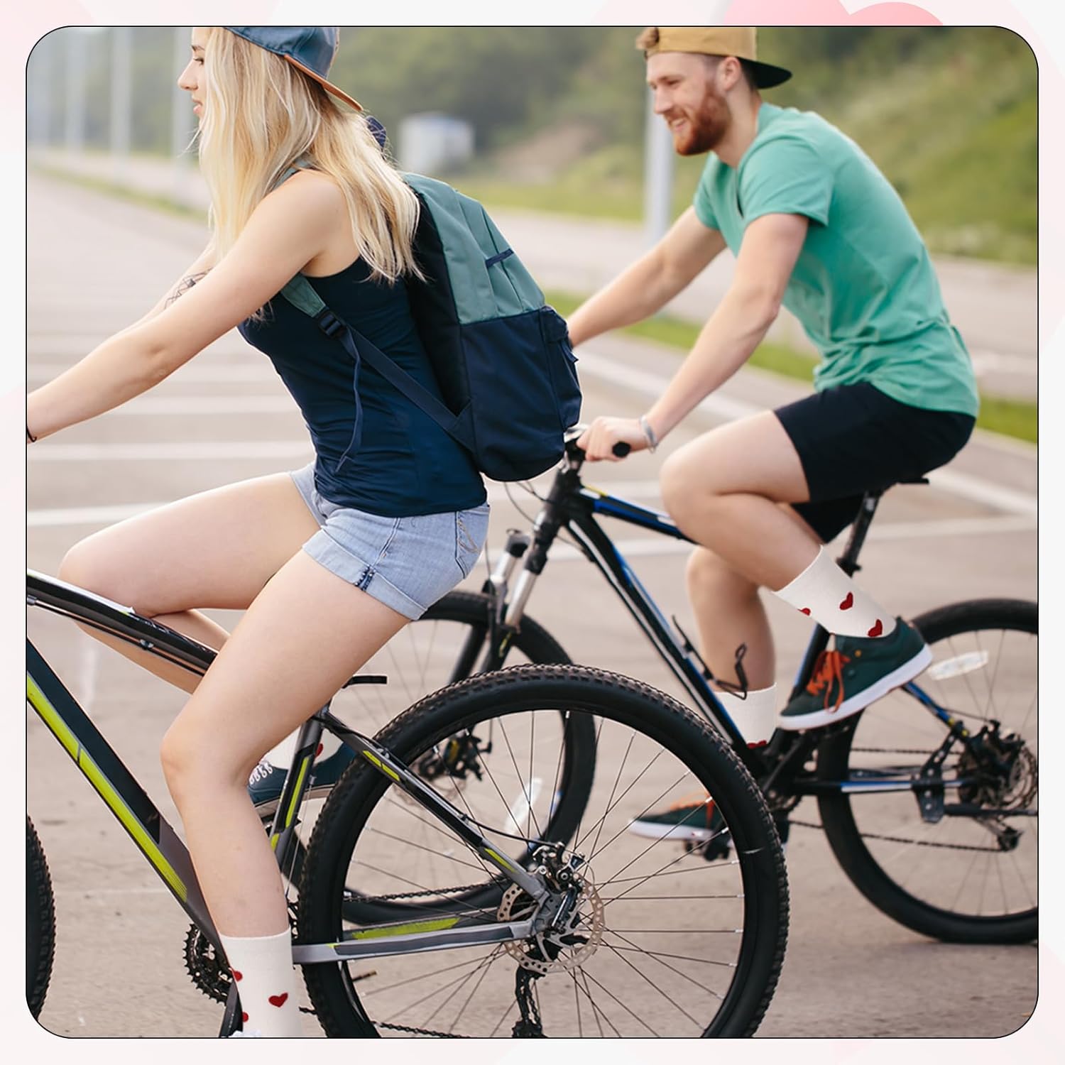 Jspupifip 6 Pairs Valentine's Day Heart Crew Socks for Women Heart Shape Cotton Ankle High Socks Athletic Running Socks for Teens Girls Size 6-8.5,White - Image 7