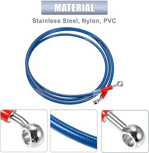 Miniatura 6 de X AUTOHAUX 90.6 in 90.55" Longitud 0.394 in ID motocicleta hidráulico freno línea aceite manguera tubo 28 0 acero inoxidable trenzado cable para ATV