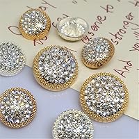 Vista 3 de 10 unidades de botones redondos de metal con strass para ropa, accesorios de costura DIY, decoración de boda, venta al por mayor, botón de moda