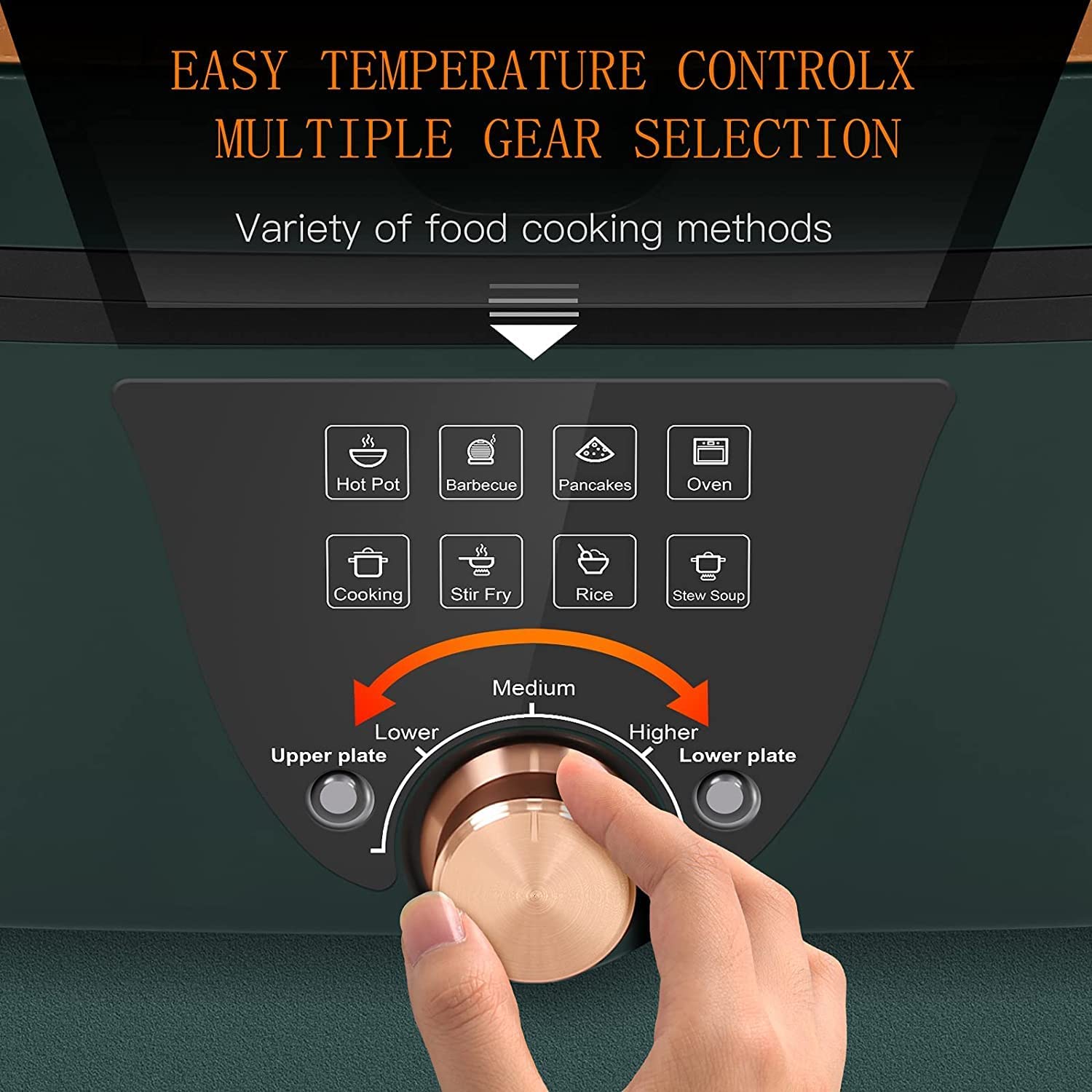Uten Hot Pot Barbecue, 2 in1 Multifunktion Doppelbratpfanne Grill mit Antihaftbeschichteter Oberfläche, Elektrischer Rauchfreier Grill für Einfache Reinigung, Einstellbare Temperaturkontrolle