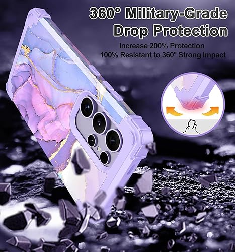 Miniatura 5 de Hekodonk Funda para Galaxy S24 Ultra, resistente a prueba de golpes, policarbonato duro, goma de silicona suave, 3 en 1, híbrida de cuerpo completo,